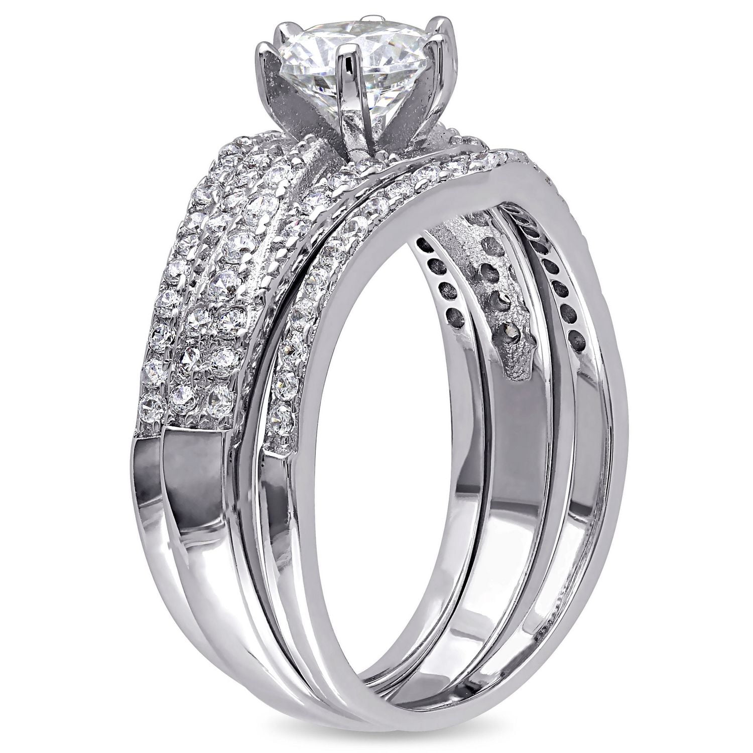 Miabella 2.33 Carat T.G.W. Cubic Zirconia Sterling Silver Bridal Set