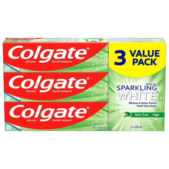 Colgate Sparkling White Whitening Toothpaste, Mint Zing - 120ml, 3 Pack, Colgate Whitening Toothpaste