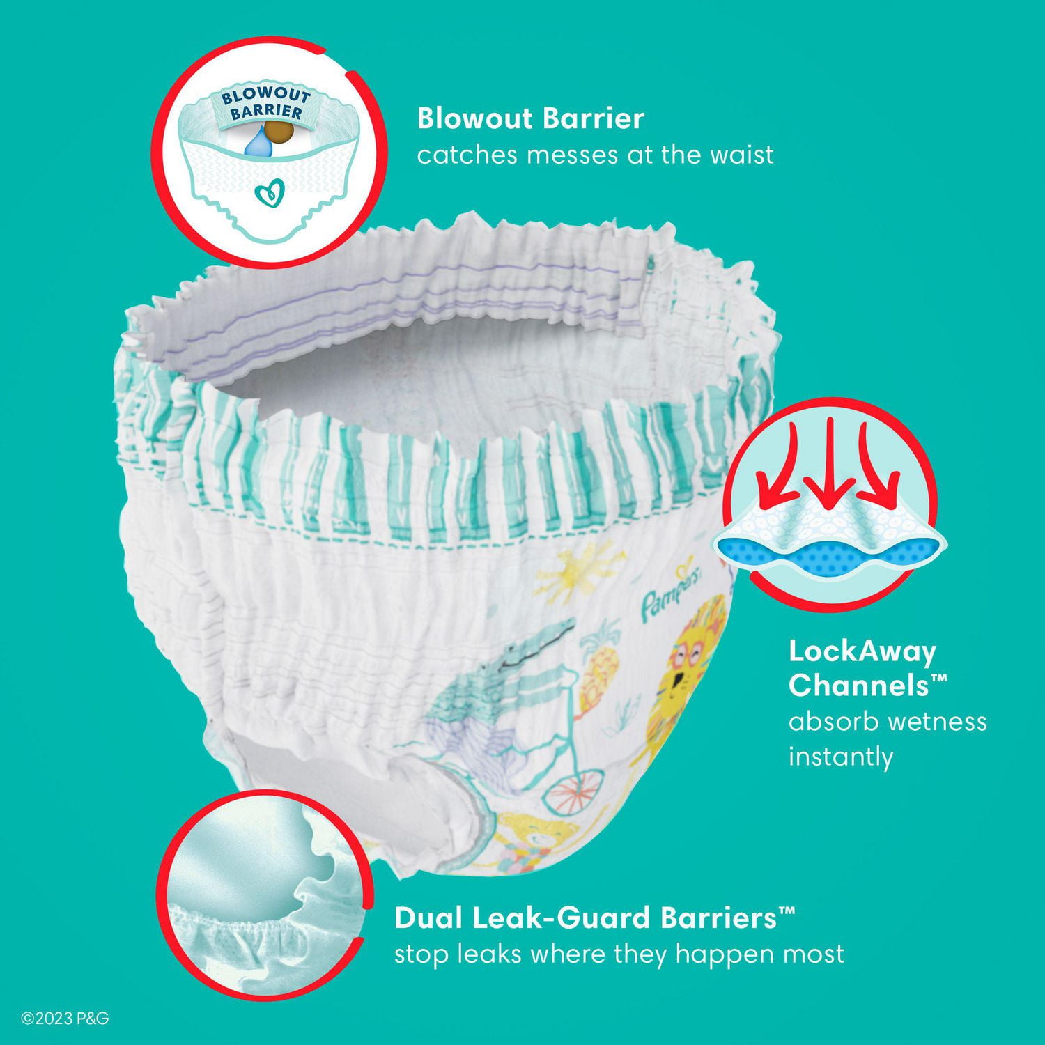 Pampers Cruisers 360 Pull-On Diapers, Size 7 (41+ lbs), Babyproof up to 100% leakproof diaper