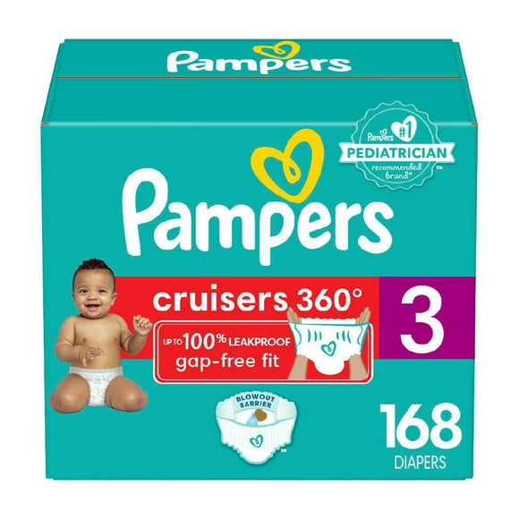 Pampers Cruisers 360 Pull-On Diapers, Size 3 (16-28 lbs), Babyproof up to 100% leakproof diaper
