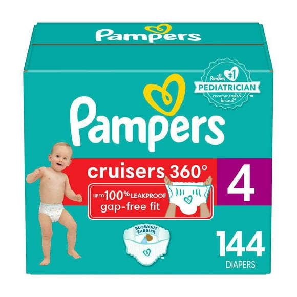 Pampers Cruisers 360 Pull-On Diapers, Size 4 (22-37 lbs), Babyproof up to 100% leakproof diaper