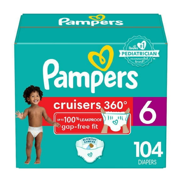 Pampers Cruisers 360 Pull-On Diapers, Size 6 (35+ lbs), Babyproof up to 100% leakproof diaper