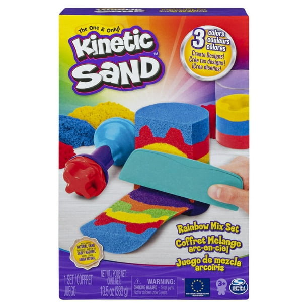 Kinetic Sand, Rainbow Mix Set with 3 Colors of Kinetic Sand (13.5oz) and 6  Tools, for Kids Aged 3 and Up 