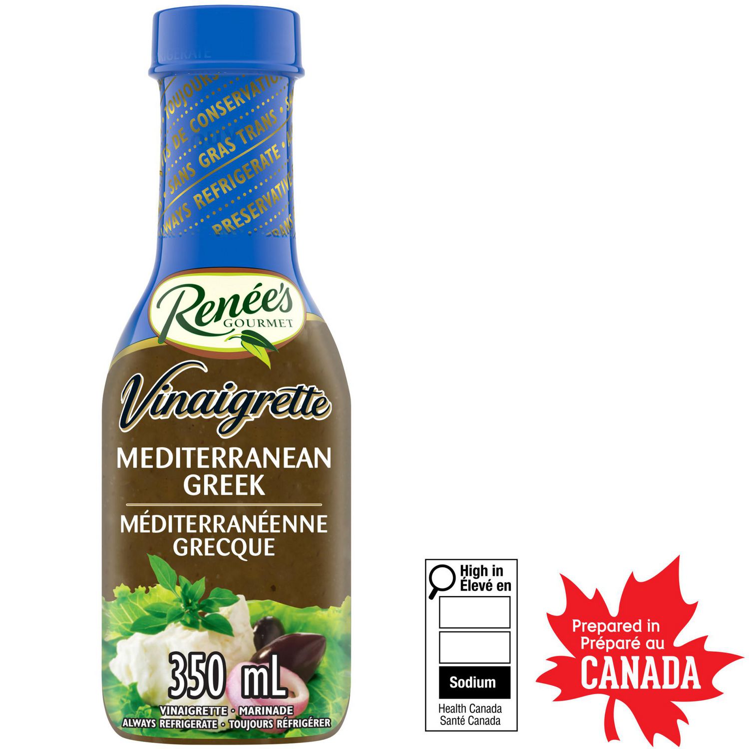 Vinaigrette Méditerranéenne Grecque Une bouteille de 350 ml Vinaigrette Méditerranéenne grecque Renée’s