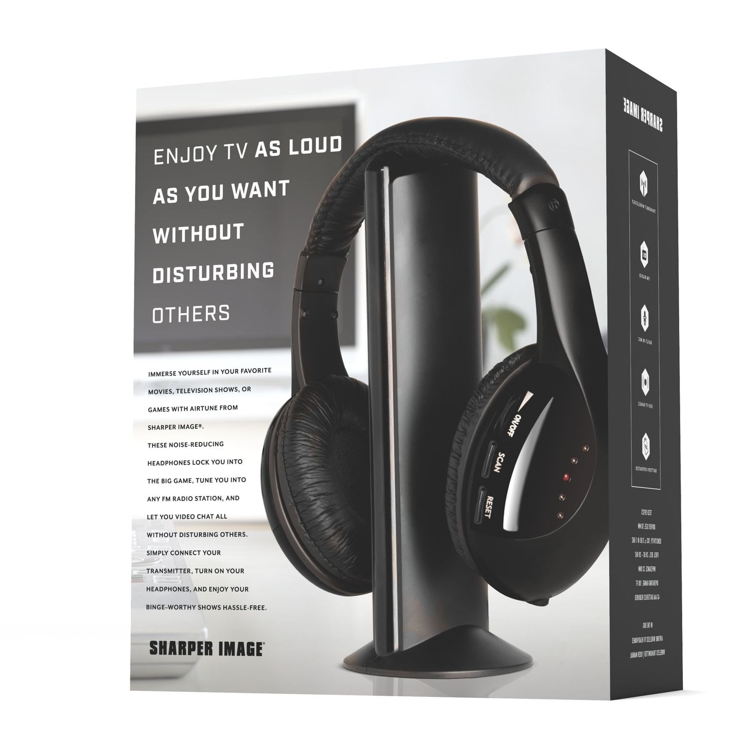 sharper image airtune wireless tv headphones
