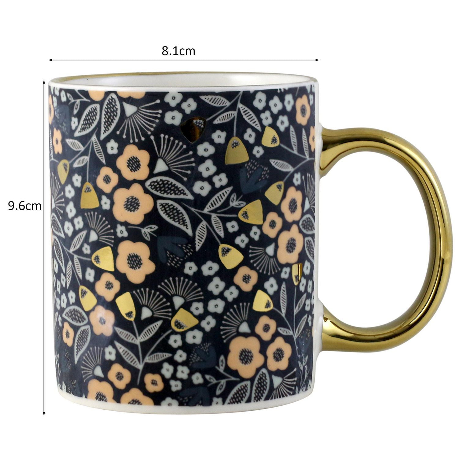 Mainstays Grey Decal with Golden handle 11.5OZ MUG, Decal with porcelain