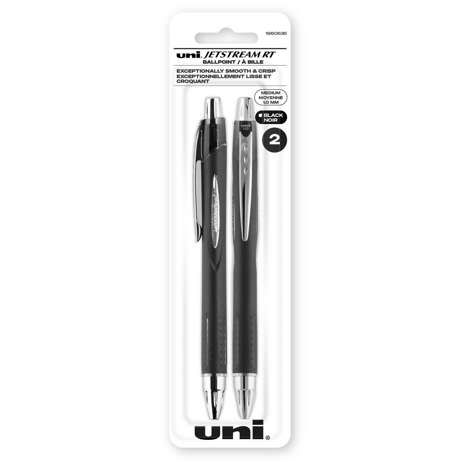 uni® Jetstream RT Ballpoint Pens, Medium Point (1.0mm), Black, 2