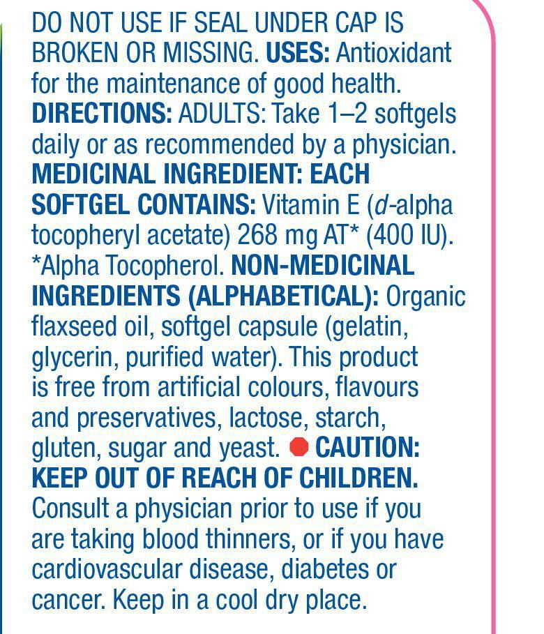 Equate vitamine E 400 UI 100 Gélules