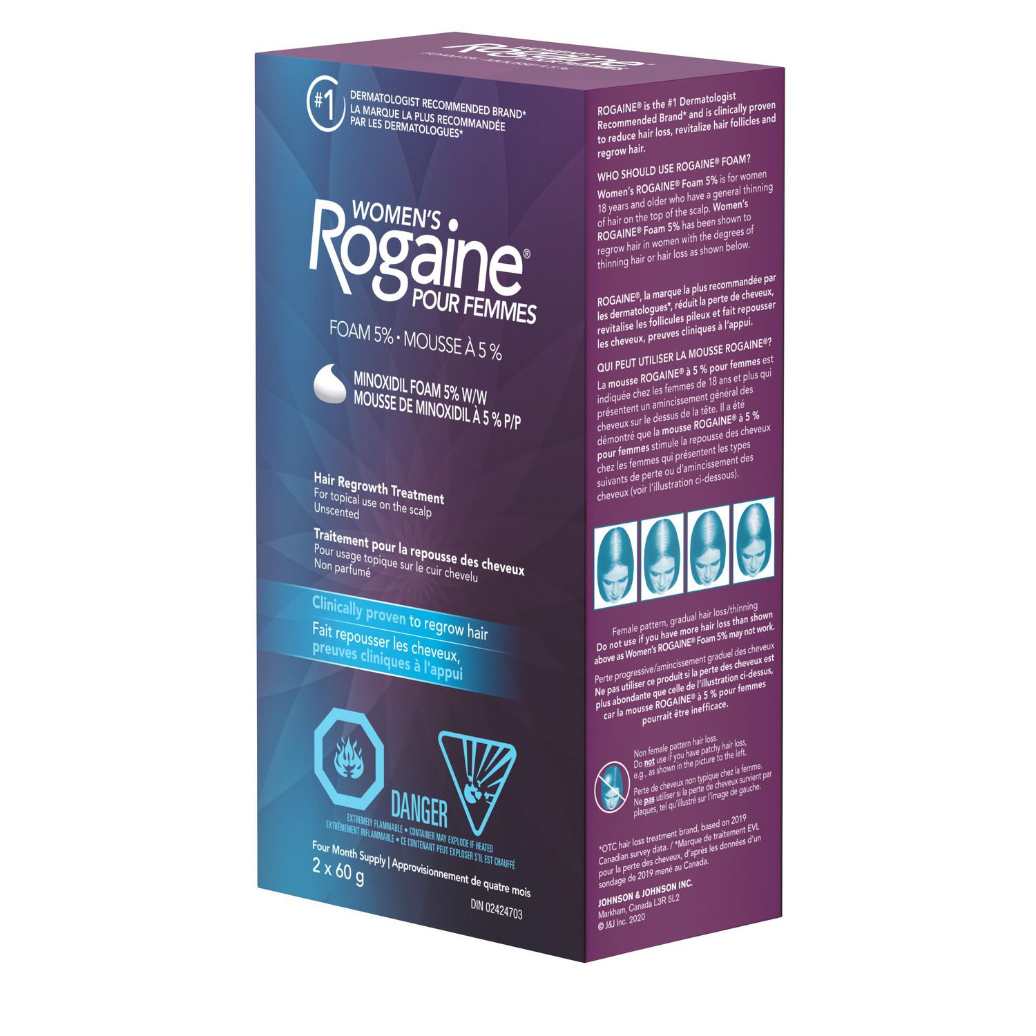 Rogaine Hair Growth Treatment for Women, Daily Hair Loss & Thinning  Treatment, 5% Minoxidil Foam - 4 Month Supply, 2x 60 grams. | Walmart Canada