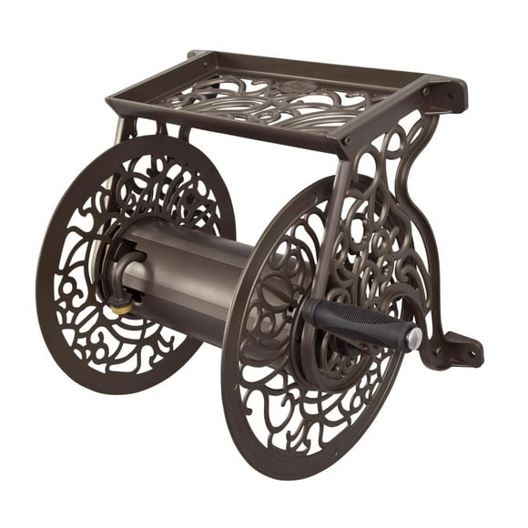 Liberty Garden 704 Decorative Cast Aluminum Wall Mounted Garden Hose Reel - Bronze