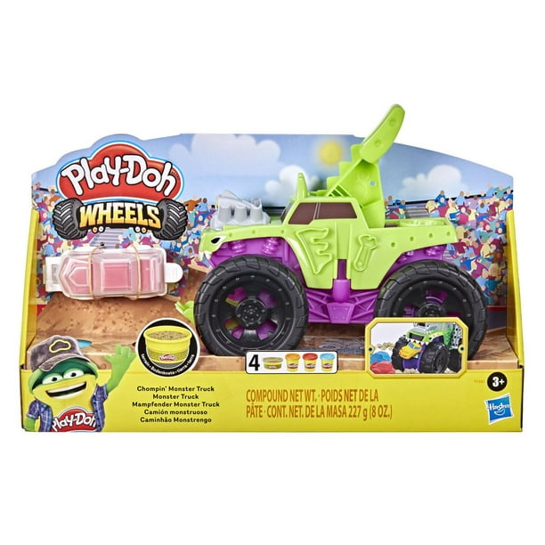 Play-Doh Wheels, Monster Truck, jouet pour enfants avec voiture et 4  couleurs de pâte Play-Doh atoxique dont la pâte Terrain, dès 3 ans 