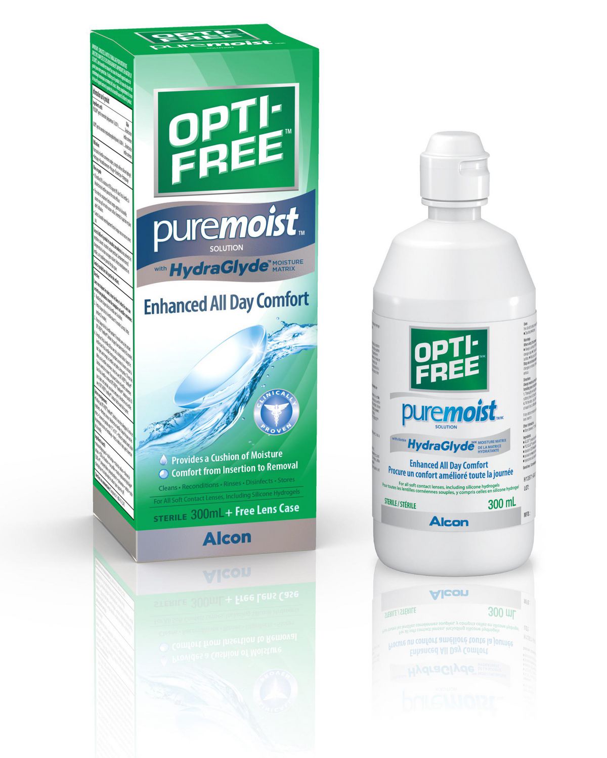 Solution polyvalente pour lentilles cornéennes OPTI-FREE(MD) PureMoist avec HydraGlyde