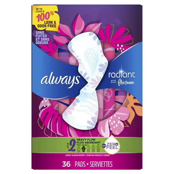 Always Infinity FlexFoam Pads for Women Size 4 Overnight Absorbency, Up to  12 hours Zero Leaks, Zero Feel Protection, with Wings Unscented, 38 Count