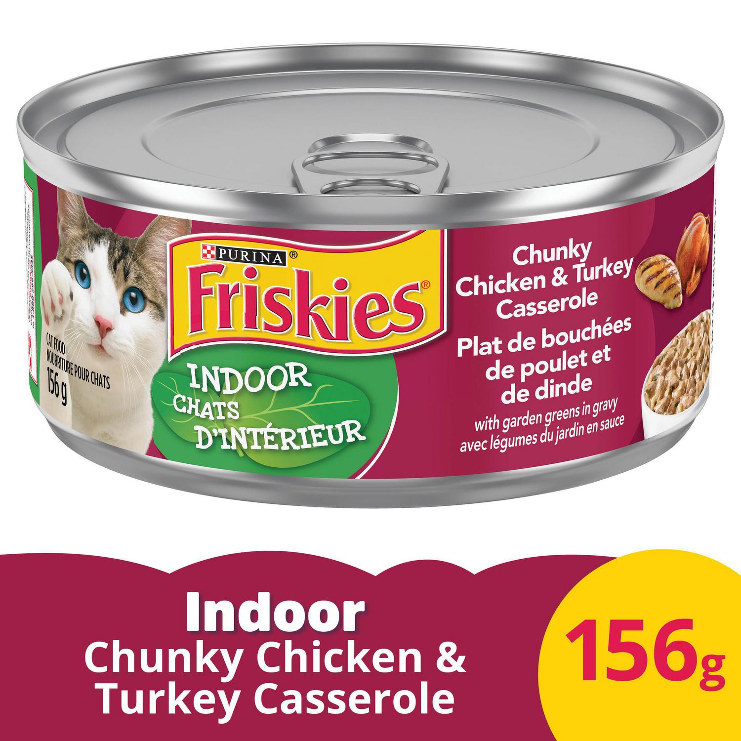 Friskies Indoor Chunky Wet Cat Food; Chicken & Turkey Casserole in