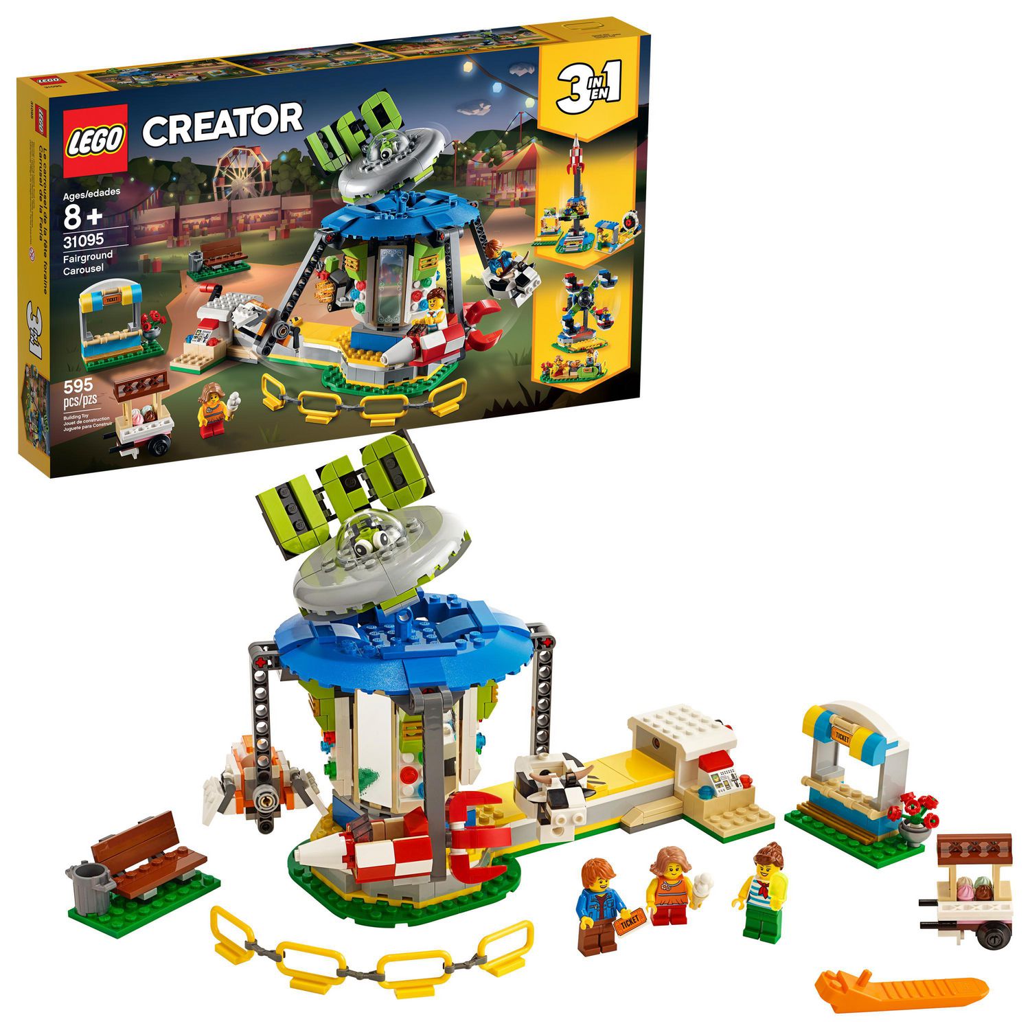 LEGO Creator 3in1 Fairground Carousel 31095 Toy Building Kit (595 Piece
