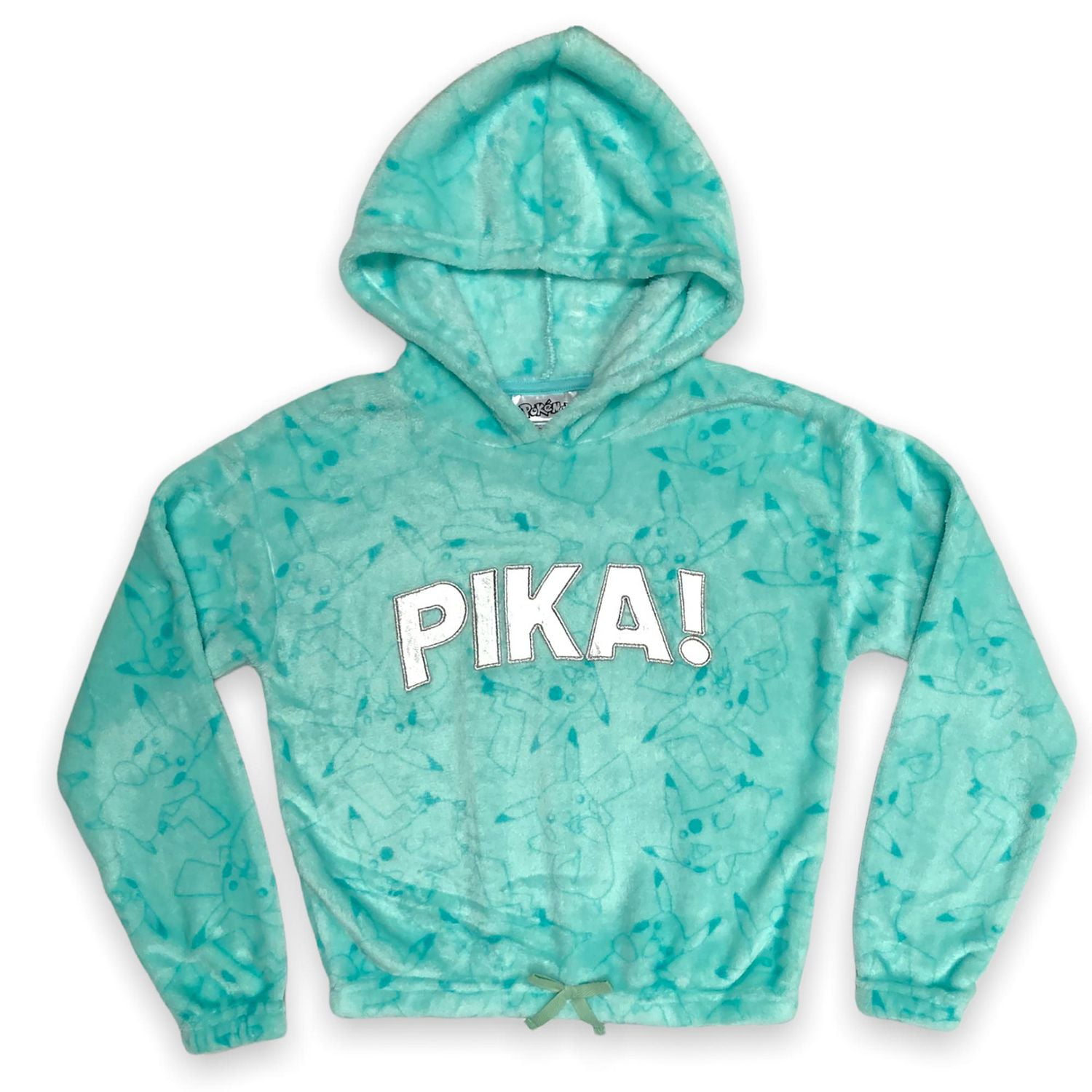 Pokemon Chandail à capuchon écourté en peluche à manche longue pour fille