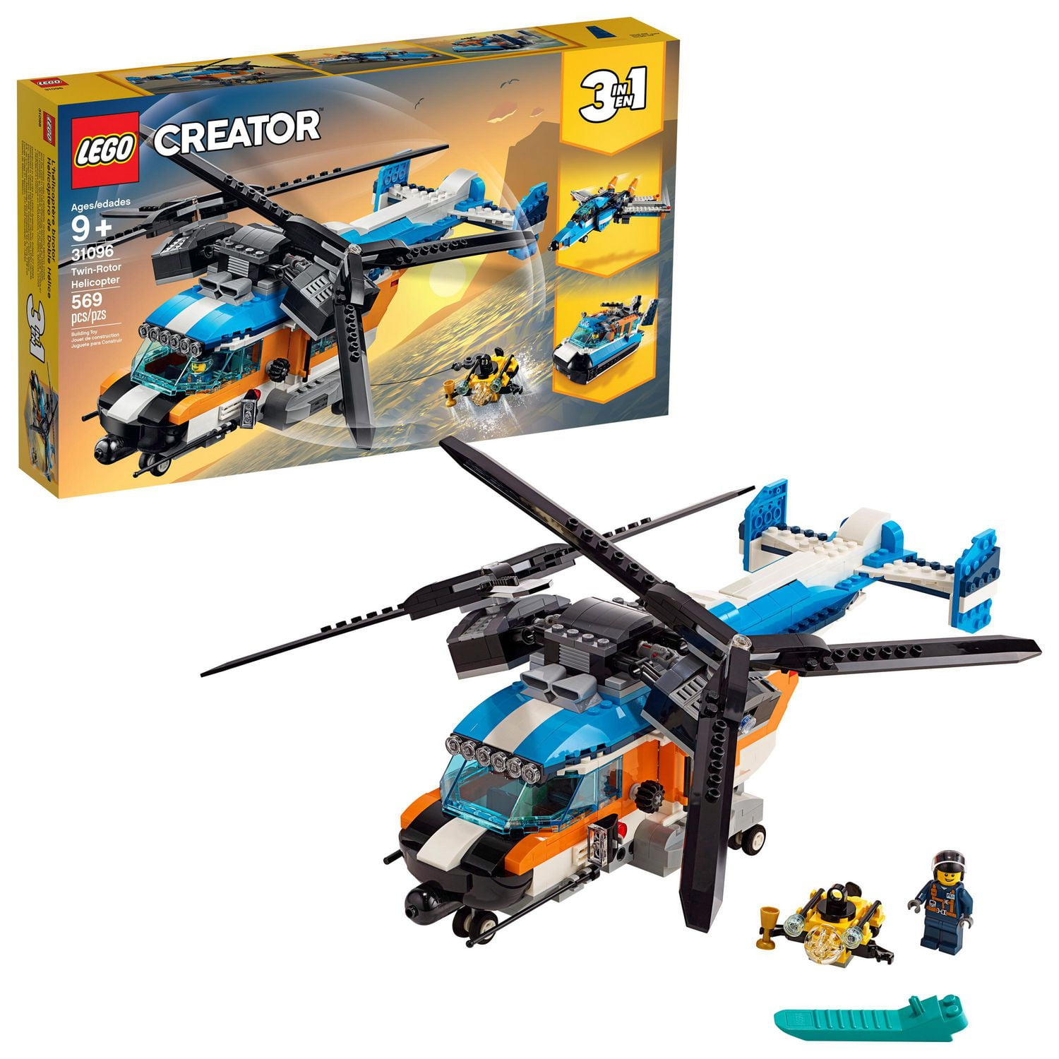 LEGO Creator 3in1 Twin Rotor Helicopter 31096 Toy Building Kit (569 Piece)