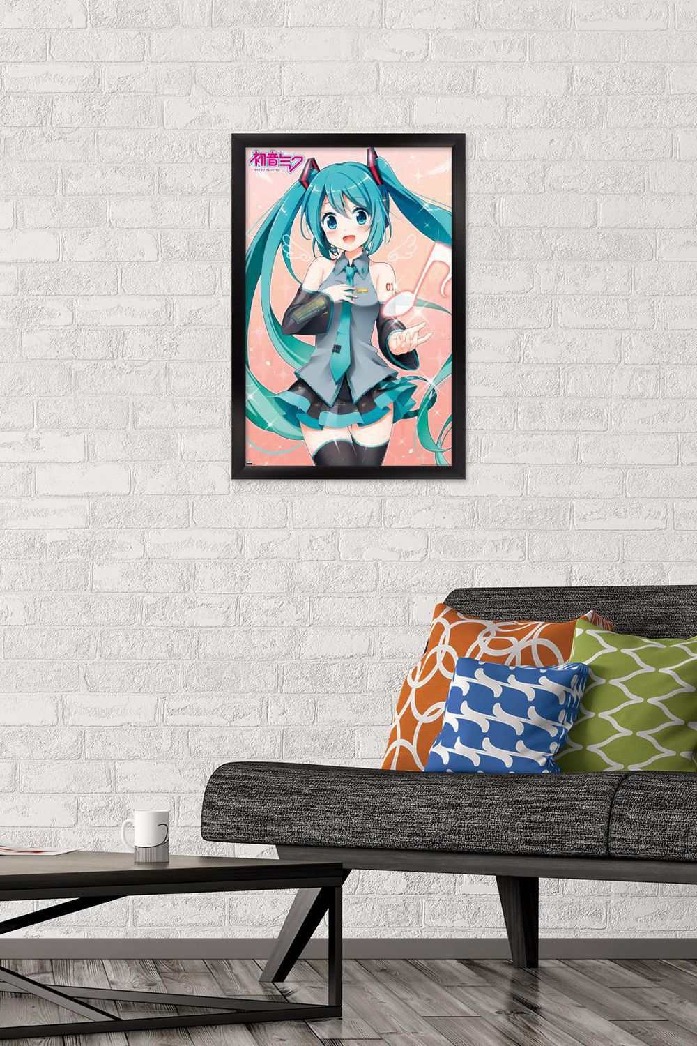 Hatsune Miku Music Note Wall Poster with Push Pins 14.725