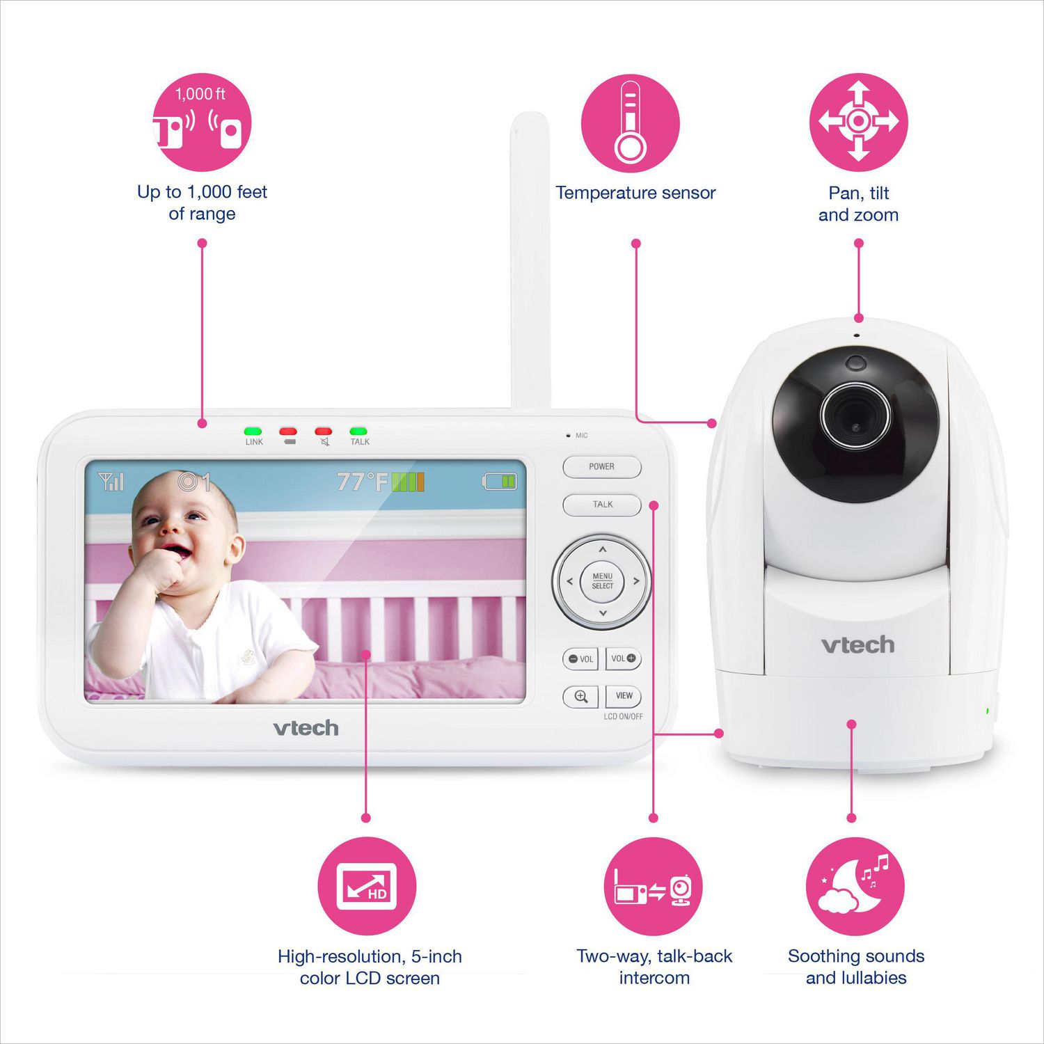 VTech VM5262 5” Digital Video Baby Monitor with Pan & Tilt Camera