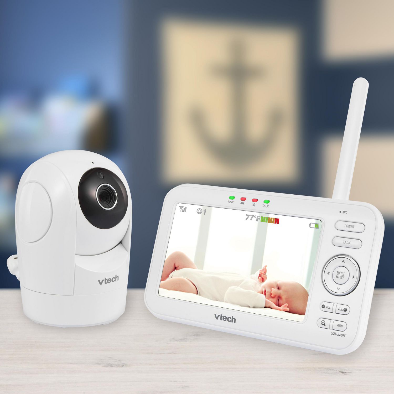 VTech VM5262 5” Digital Video Baby Monitor with Pan & Tilt Camera, Full  Color and Automatic Night Vision, White 