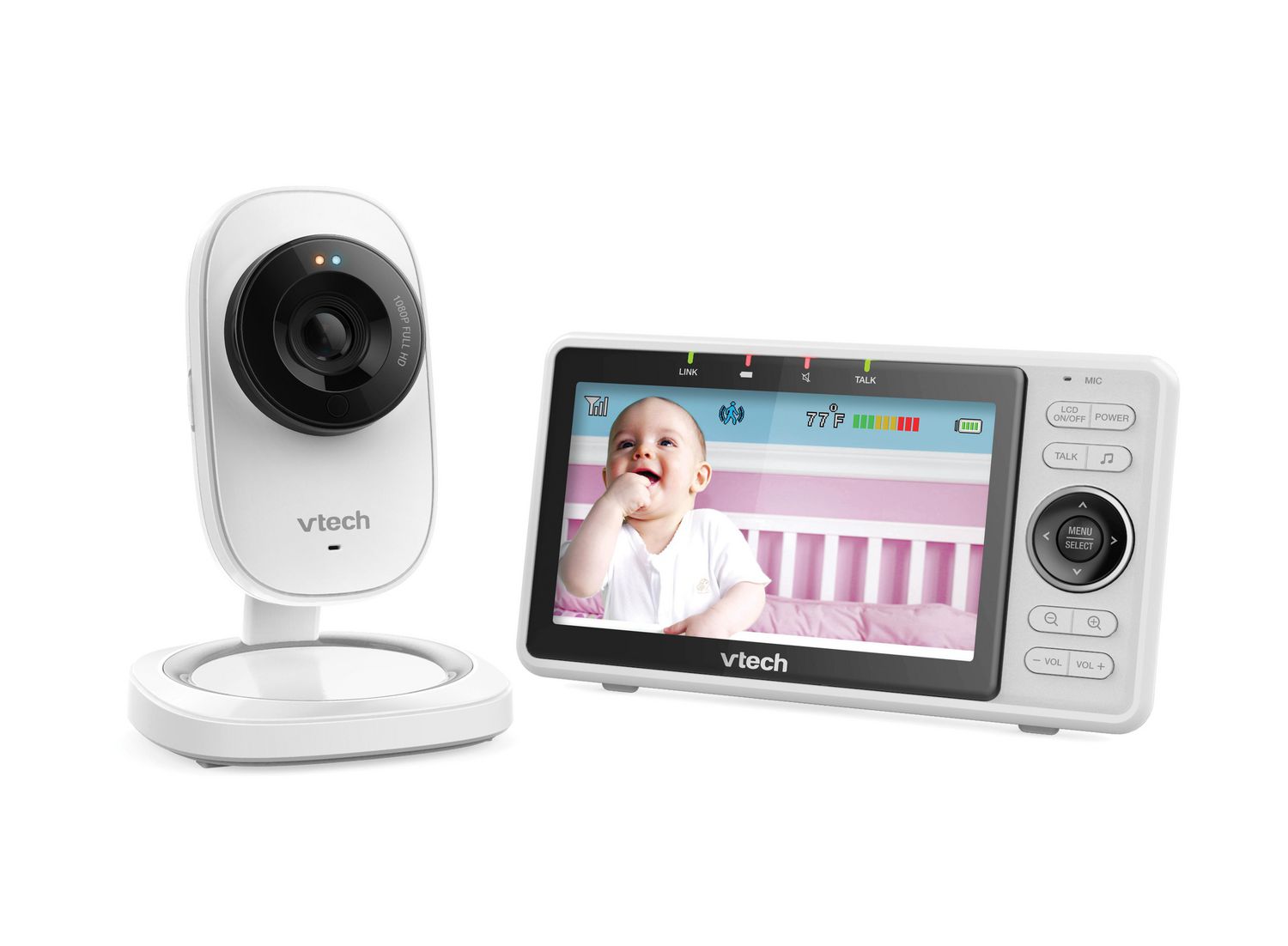 Vtech Rm5752 Wi Fi Remote Access Video Baby Monitor With 5 1080p Hd Camera Automatic Night Vision 1 Camera White Walmart Canada