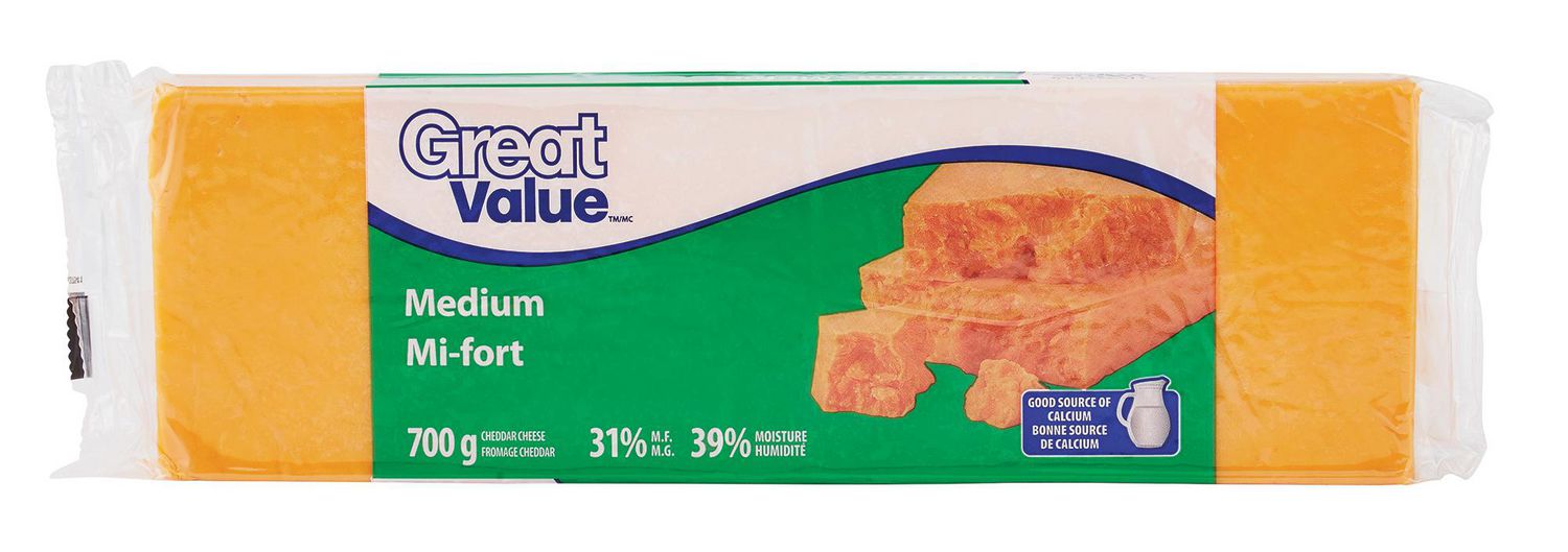 Great Value Medium Cheddar Cheese Walmart Canada