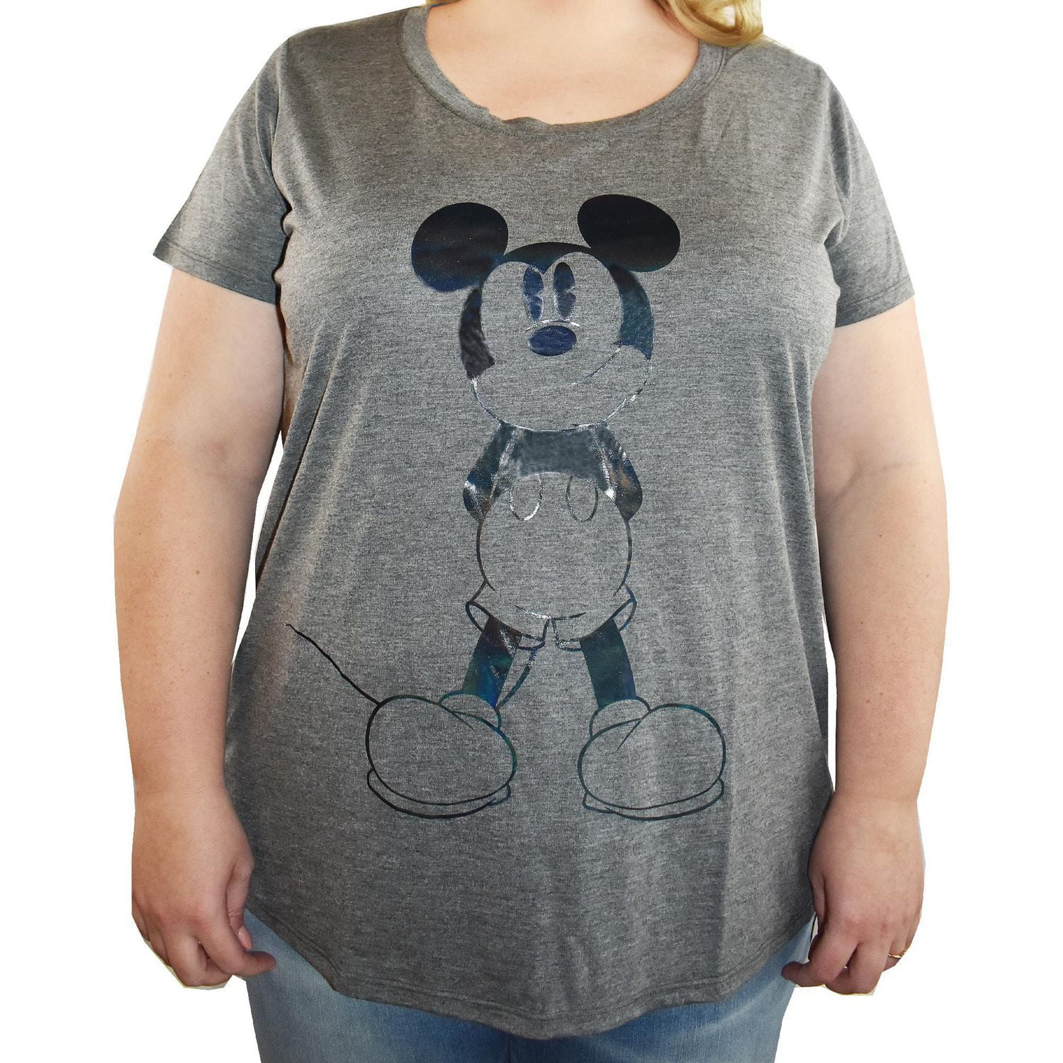 Ladies Plus Disney Mickey Hands Behind Scoop Tee