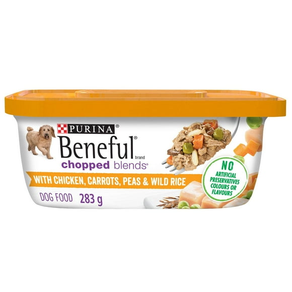 Beneful Mélanges Hachés avec Poulet, Carottes, Petits Pois et Riz Sauvage, Nourriture Humide pour Chiens 283 g 283g