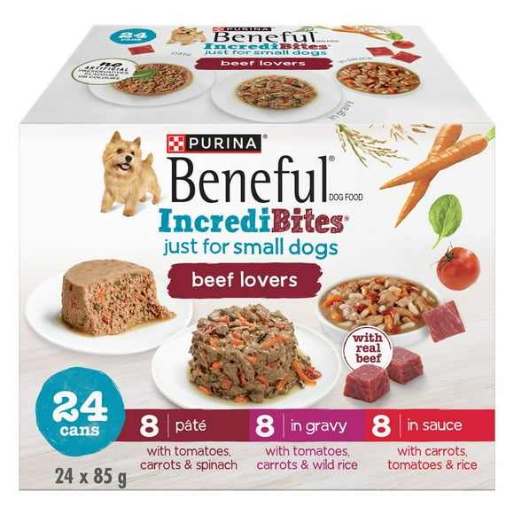 Beneful IncrediBites Emballage Assorti Amateurs de Bœuf, Nourriture Humide pour Chiens 85 g x 24 85 g x 24