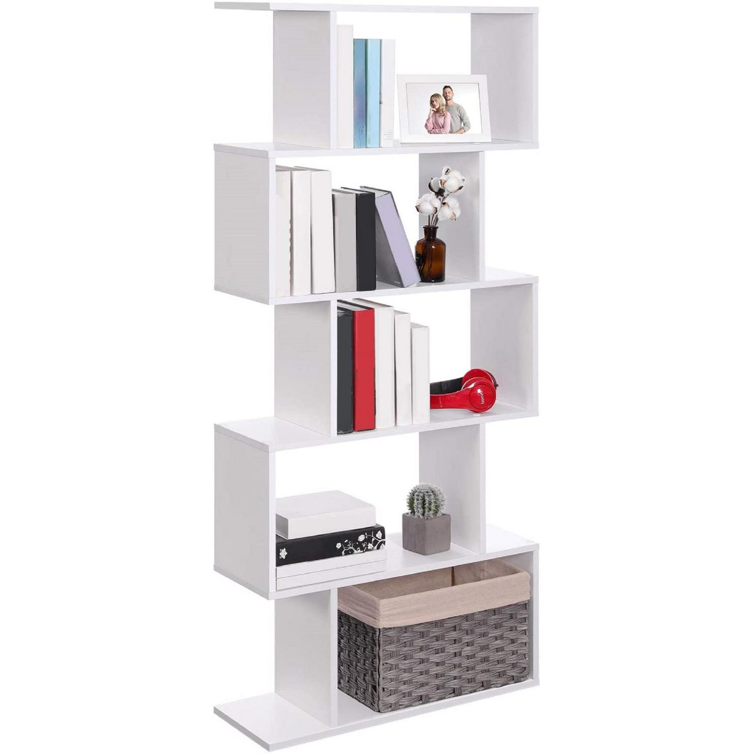 Vasagle – Bibliothèque sur pied à 5 étages, blanche