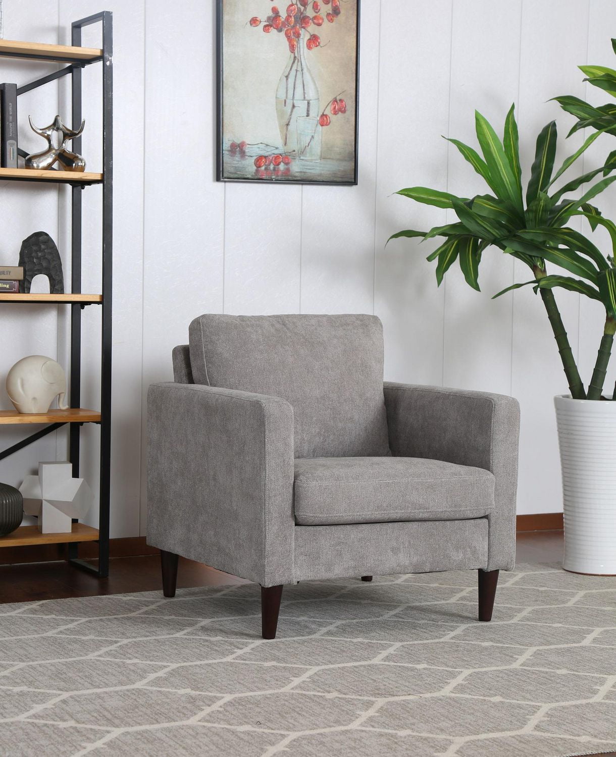 Topline Home Furnishings Grey Pillow Back Accent Chair Walmart Canada