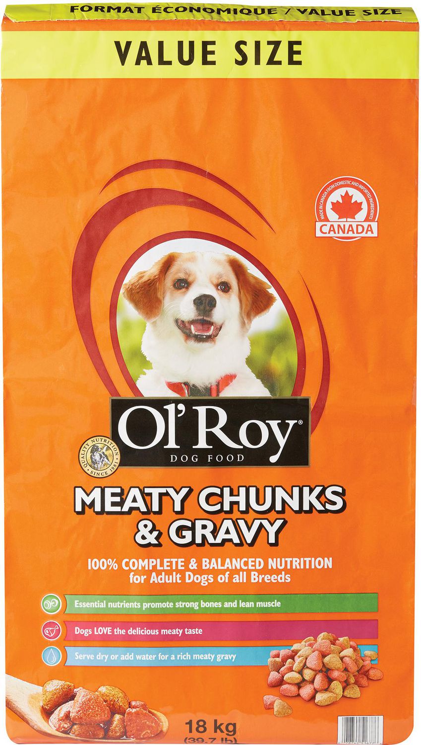 Ol' Roy Meaty Chunks  Gravy Dry food for Adult dogs, 18 Kg (39.7 lb) 