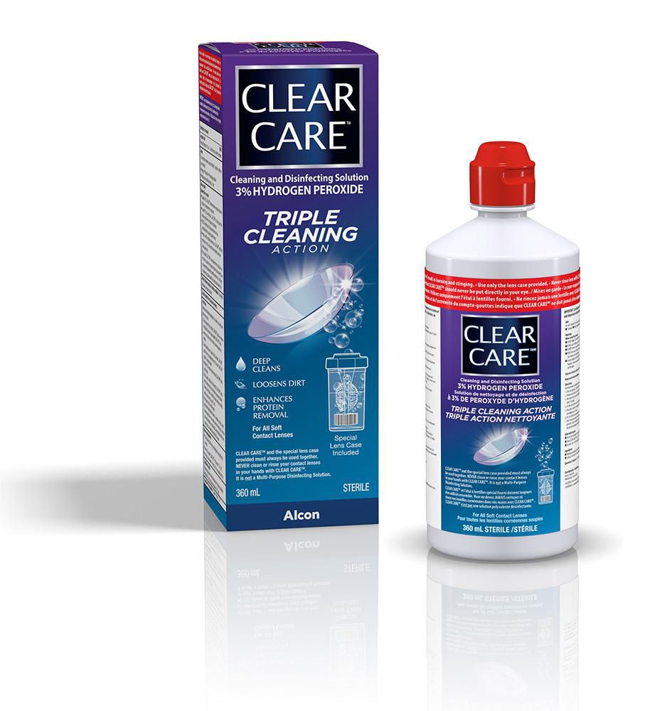 Solution pour lentilles cornéennes CLEAR CARE(MD), solution nettoyante et désinfectante avec peroxyde d’hydrogène