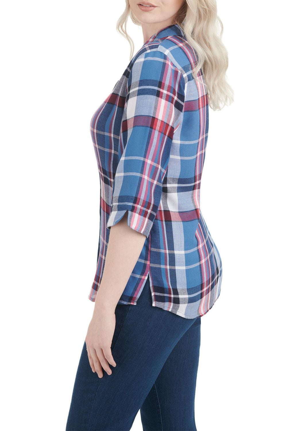 Alia Women's Button Front Plaid Shirt