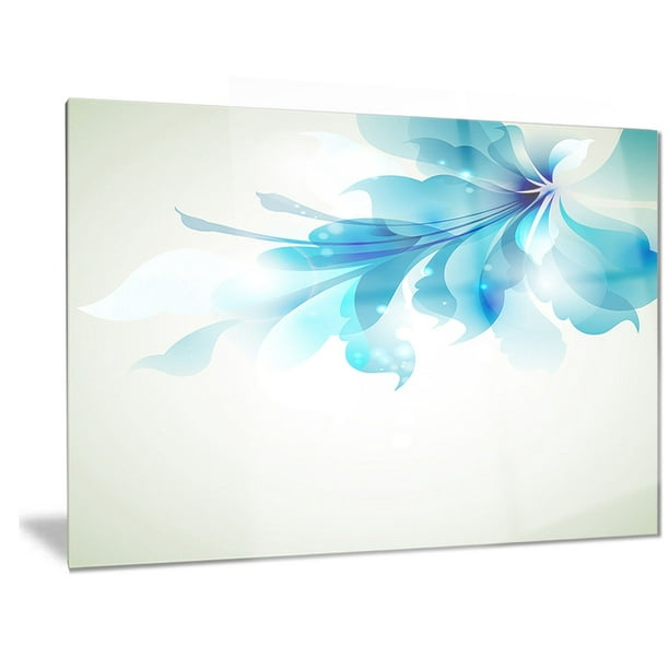 Art mural floral en métal Design Art Fleurs abstraites bleues