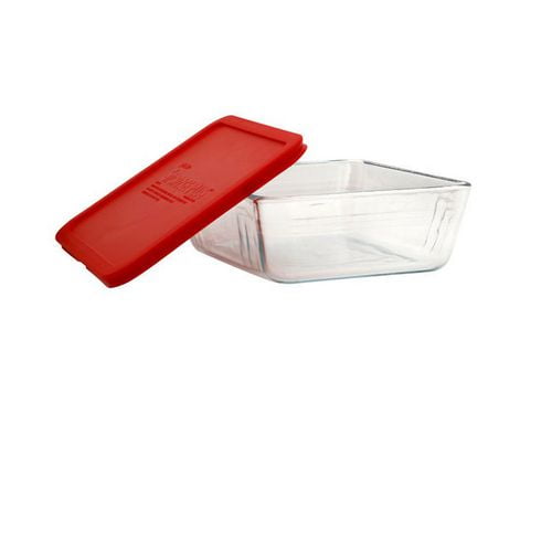 Rangement en verre Pyrex Storage Plus - Rectangulaire 11 tasses/2,6 L avec couvercle rouge Rangement en verre