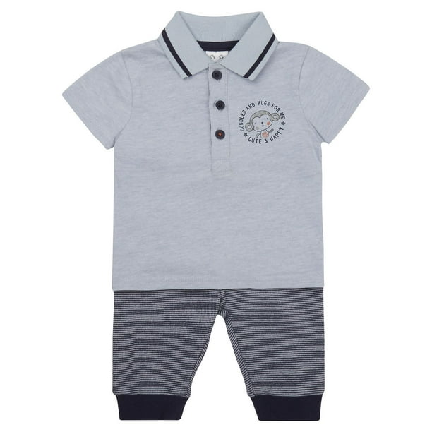Ens. haut polo et pantalon molletonné George British Design pour bébés garçons