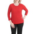 thumbnail image 1 of Alia Women's 3/4 Sleeve Solid Ripple Knit Top, 1 of 3