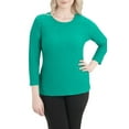 thumbnail image 1 of Alia Women's 3/4 Sleeve Solid Ripple Knit Top, 1 of 3