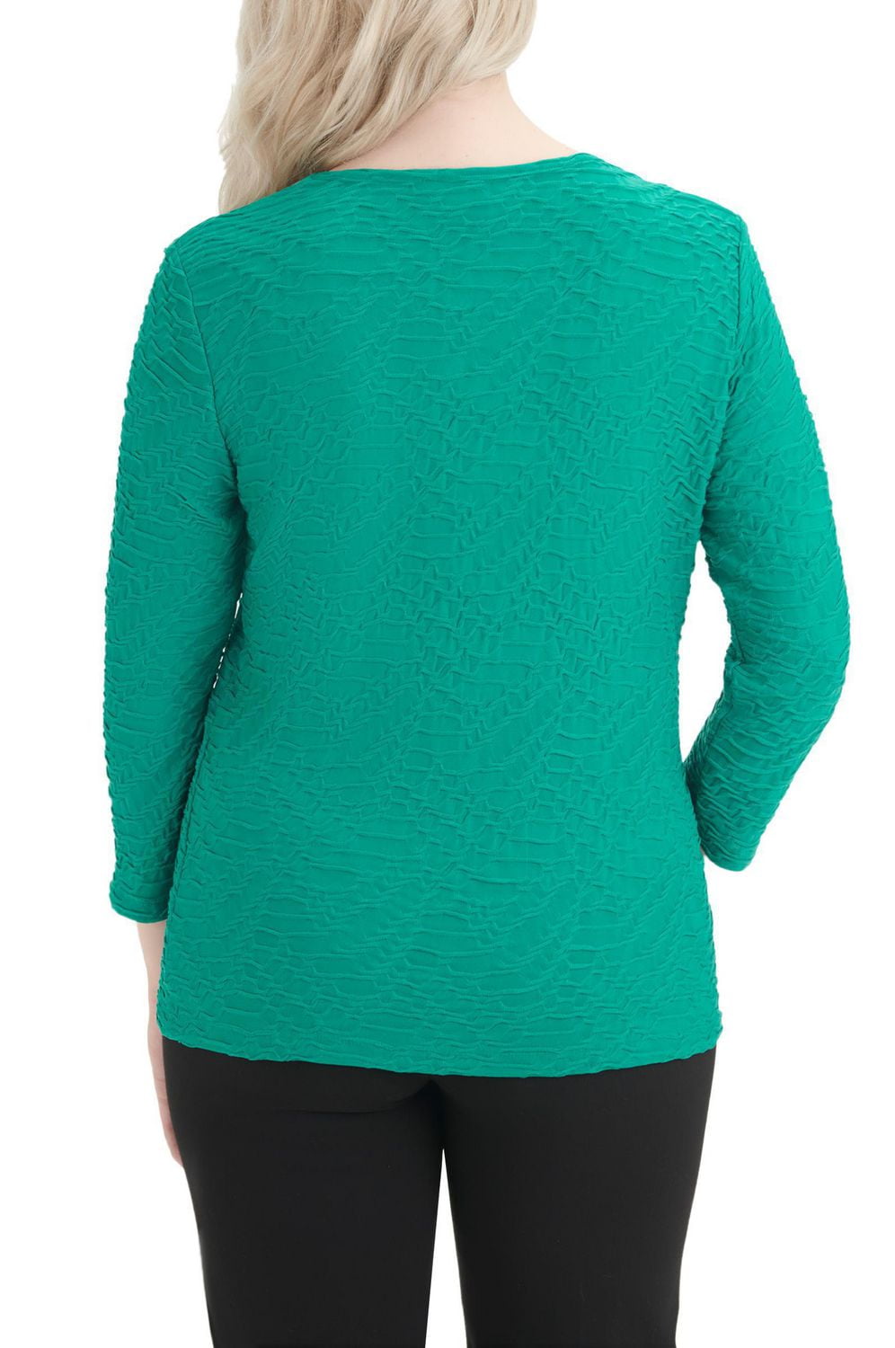 Alia Women's 3/4 Sleeve Solid Ripple Knit Top