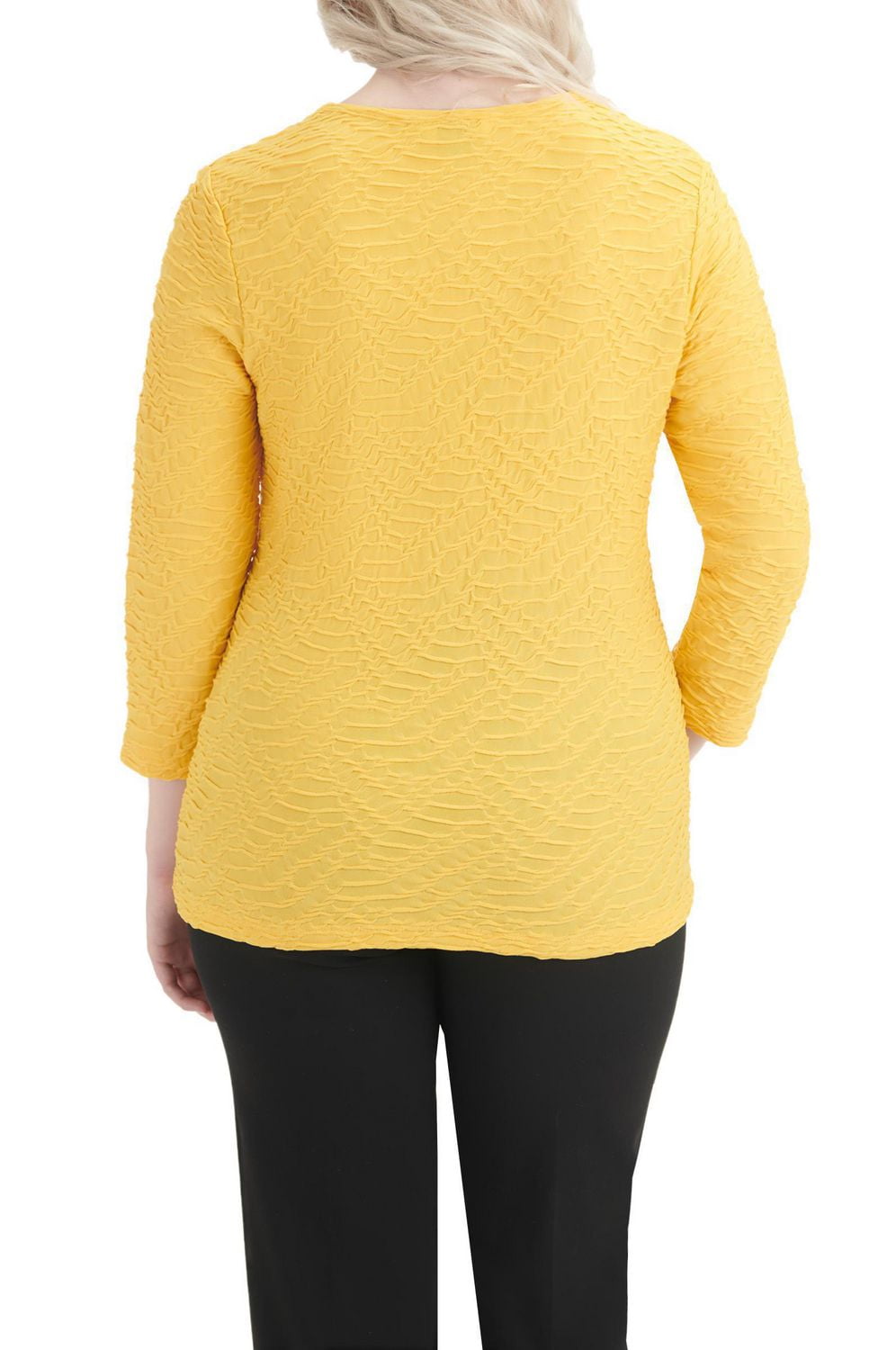 Alia Women's 3/4 Sleeve Solid Ripple Knit Top