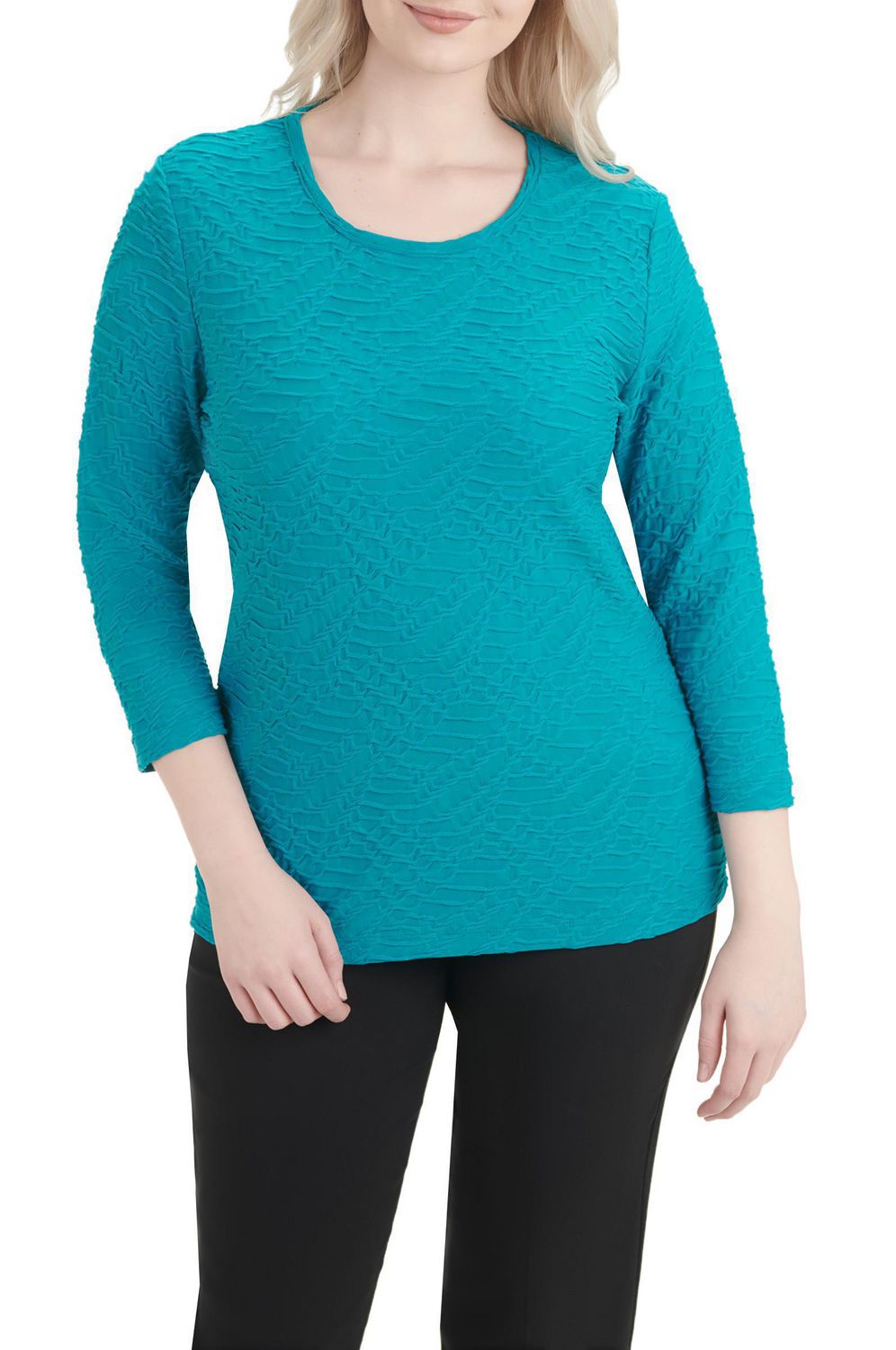 Alia Women's 3/4 Sleeve Solid Ripple Knit Top | Walmart Canada