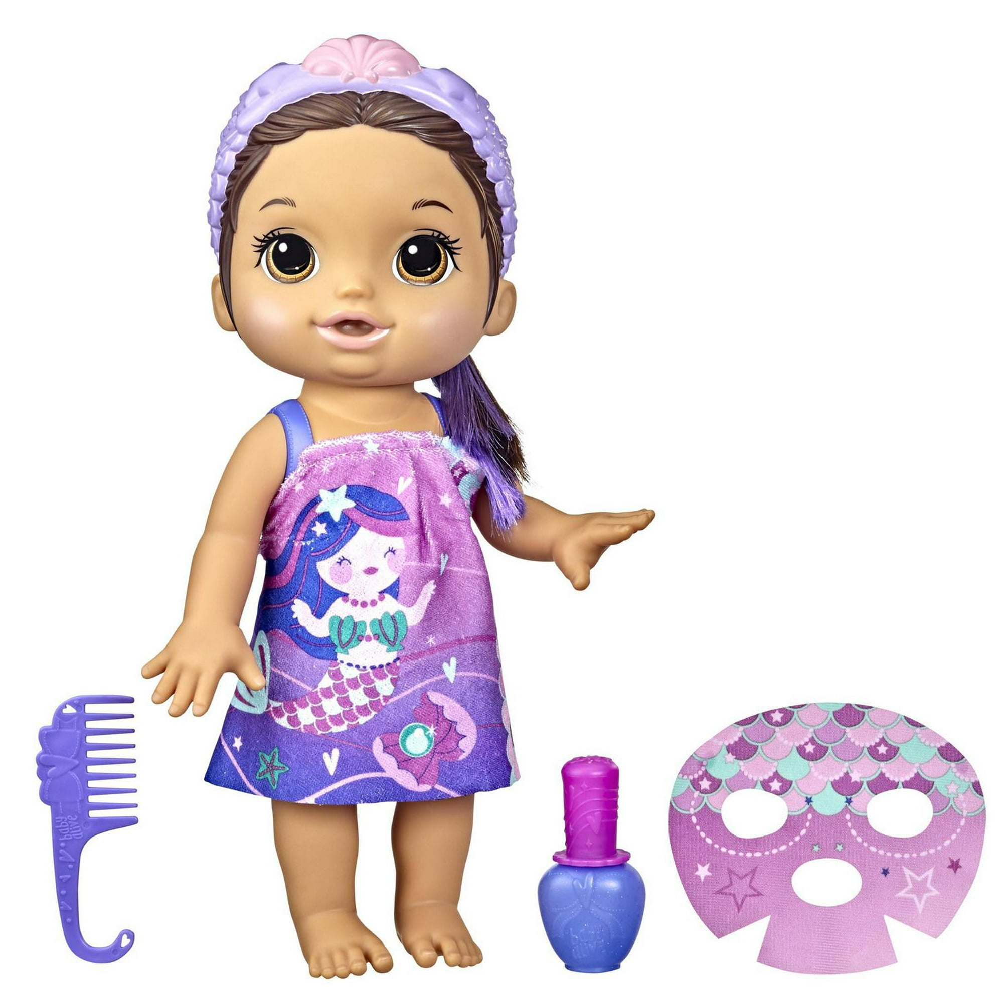 Baby Alive Glam Spa Baby Doll, Mermaid, Makeup Toy for Kids, Color
