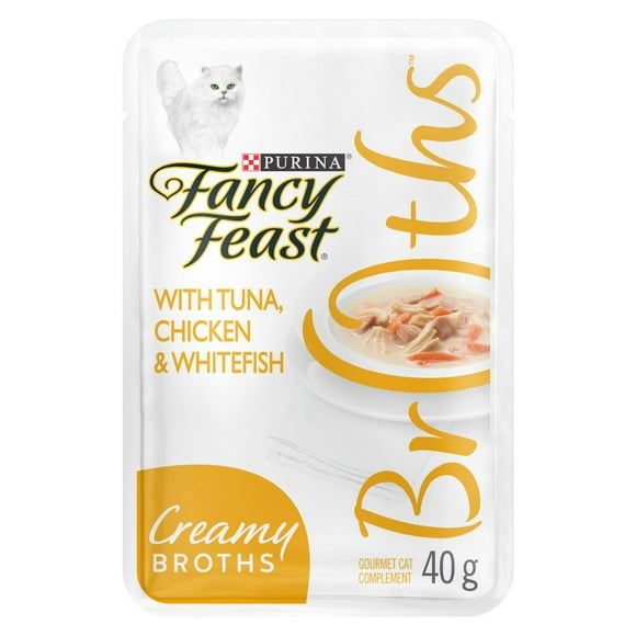 Fancy Feast Creamy Broths with Tuna, Chicken & Whitefish, Wet Cat Food Complement 40g, 40g