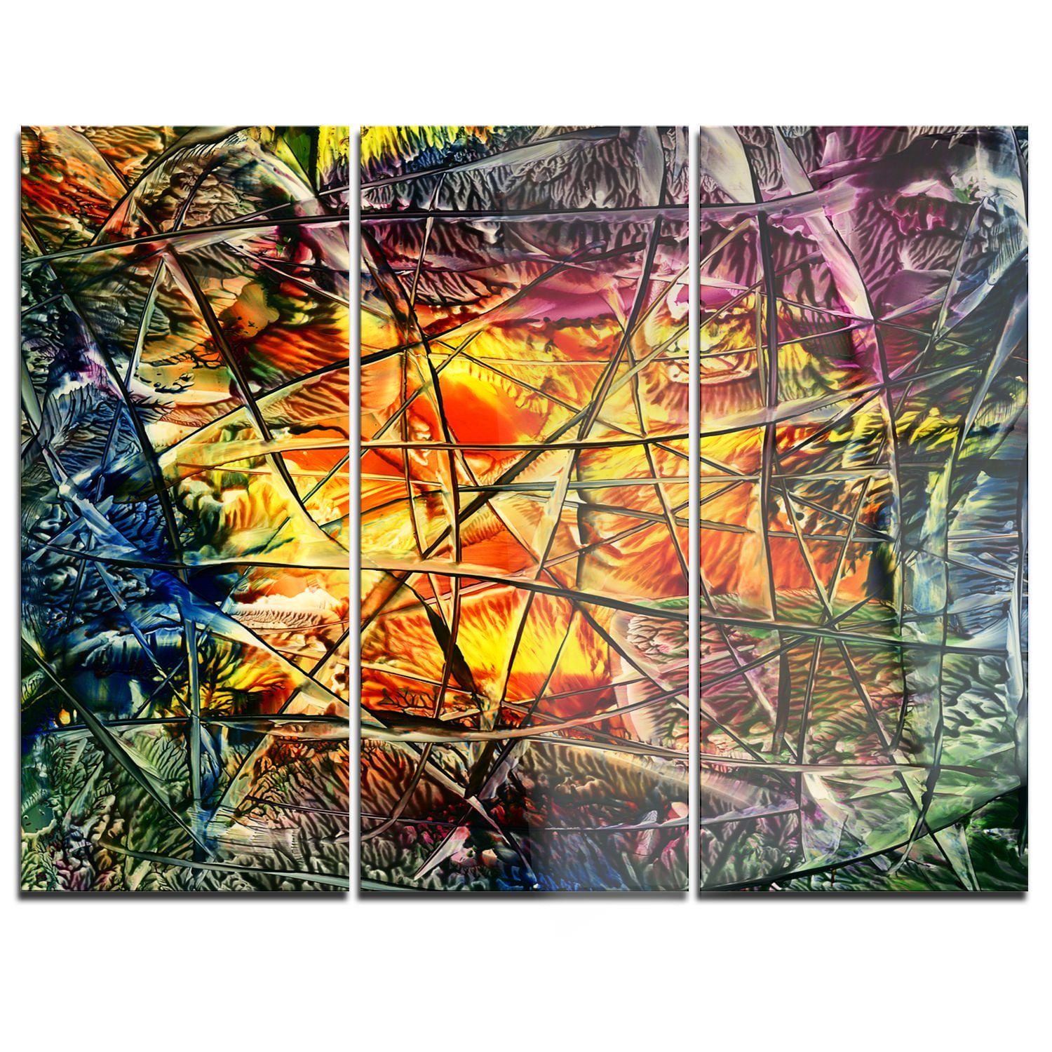 Design Art Amber Abstract Multipanel Abstract Metal Artwork Walmart