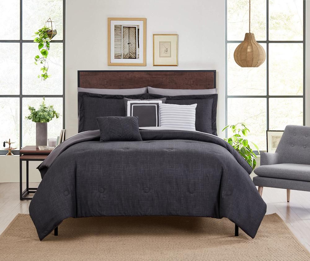 Mainstays Gray Textured 10-Piece Bed in a Bag Coordinating Bedding Set
