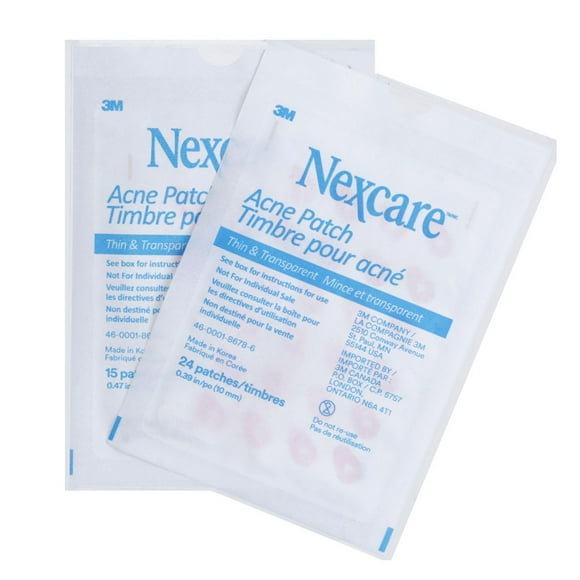Nexcare™ Thin and Transparent Acne Patch BA-039-CA, 1x15x12mm+1x24x10mm, 30 Pack/Case