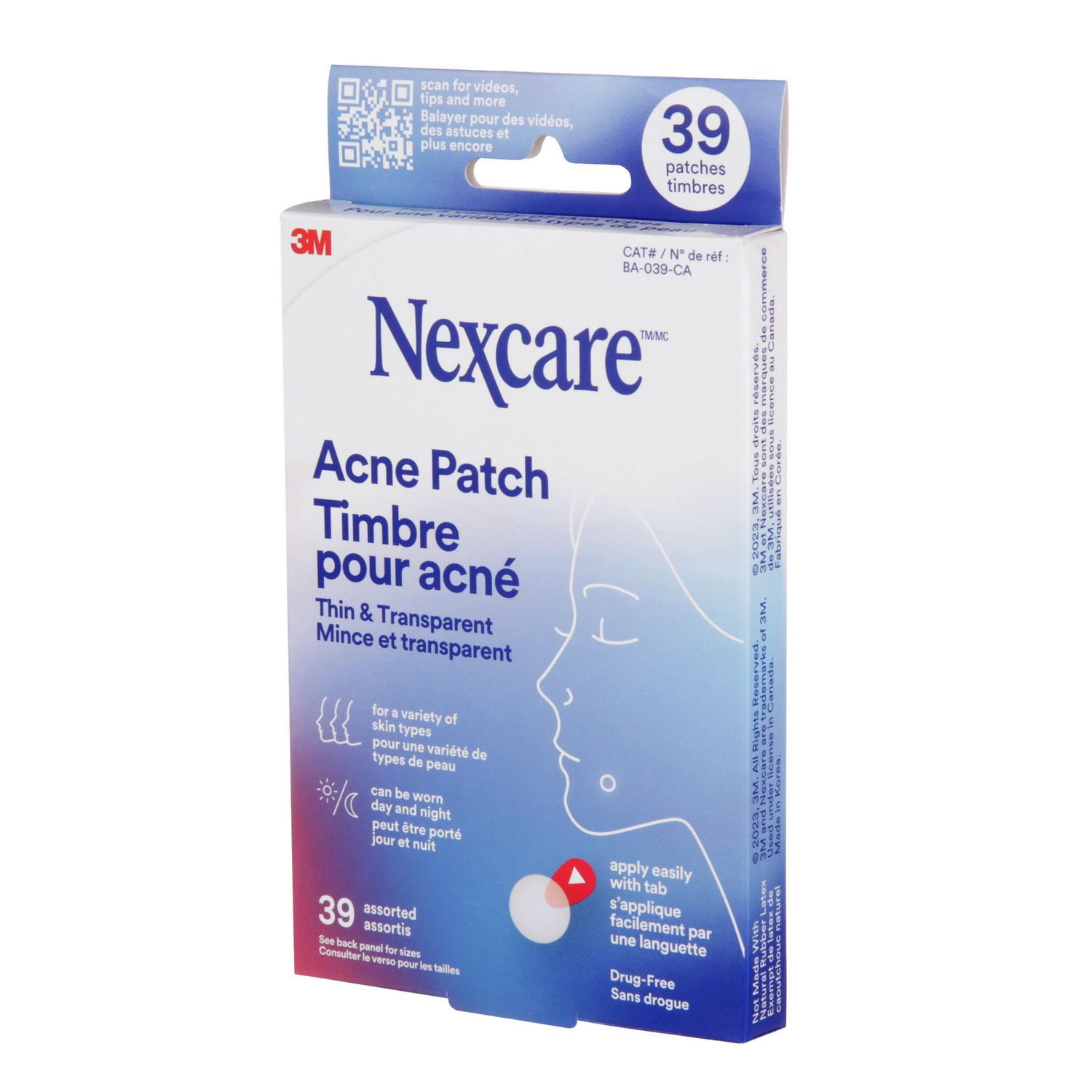 Timbre pour acné mince et transparent BA-039-CA Nexcare(MC