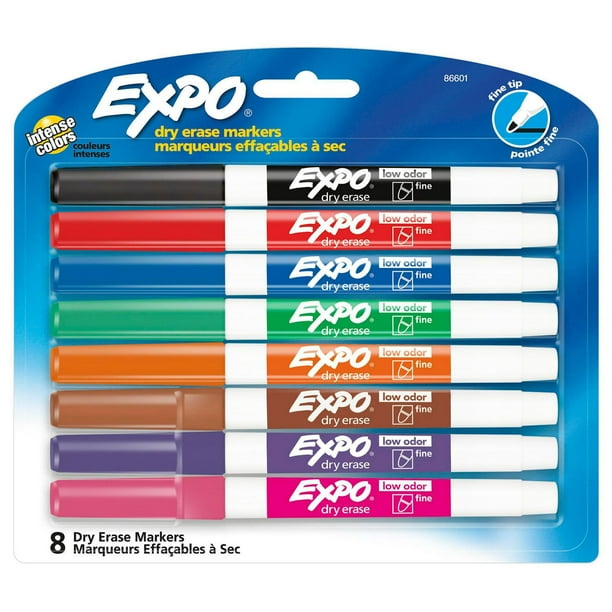 Expo Low Odor Dry Erase Markers, Fine Tip, Assorted Colors, 12 Pack