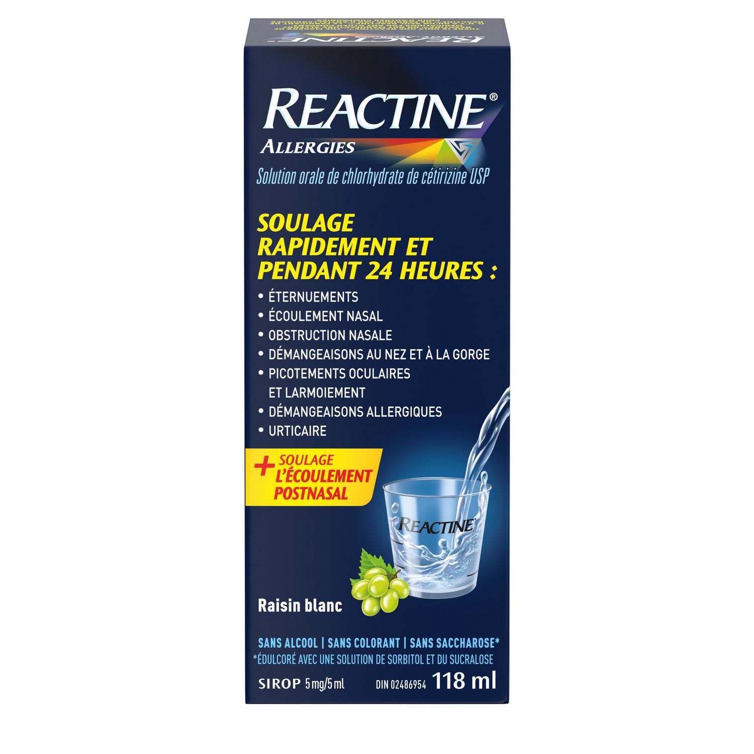 Reactine Liquid Allergy Medicine - For Itchy Eyes, Hives, Runny Nose - 24  Hour Allergy Relief - White Grape Flavour, 118 mL - Walmart.ca